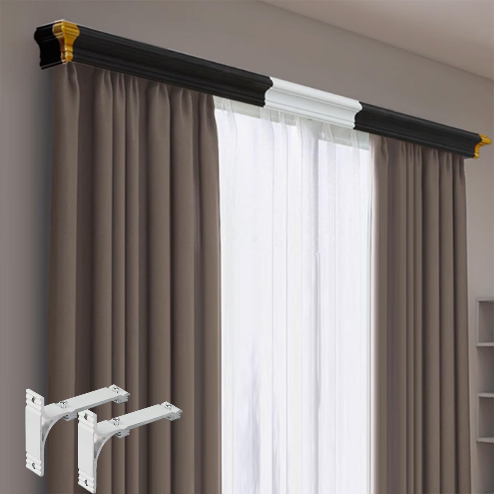 Boîte de tringle à rideaux anti-poussière double rail de plafond pour séparation