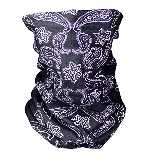 Triple9 Automotive Gear Balaclavas Seamless Face Mask Bandanas (Large Paisley- Grey)