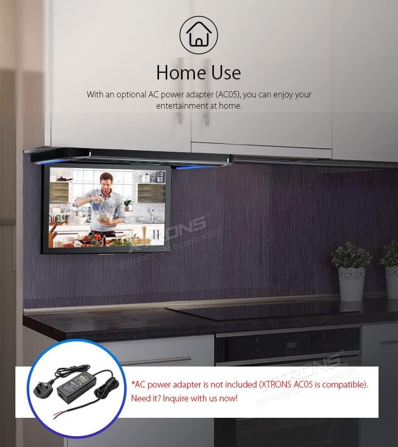 XTRONS CM121HD showing options for sound output via FM transmitter to car speakers or IR transmitter to headphones.