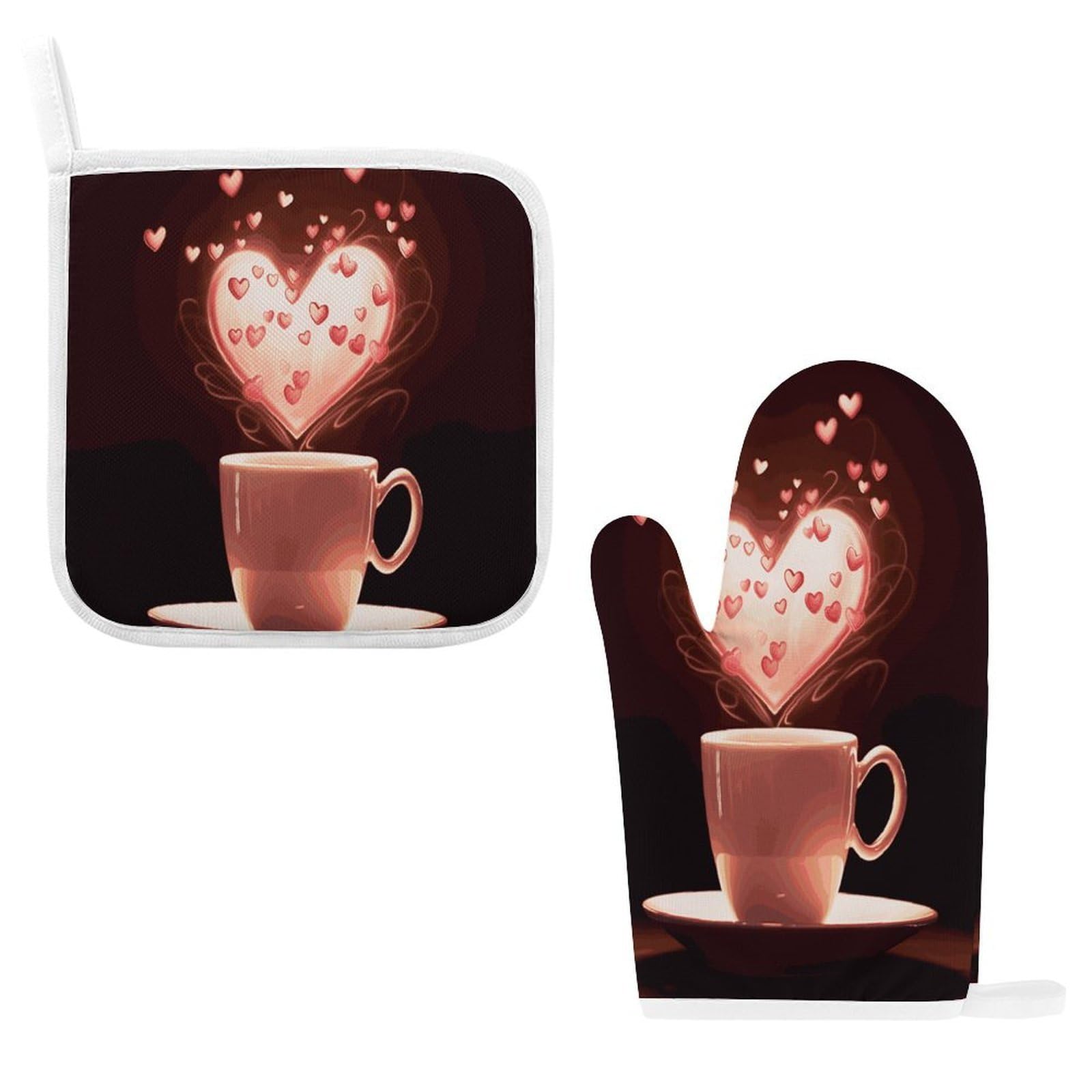 Btcowzrv Style Heart Cup Oven Mitts And Pot Holders 2Pcs Set