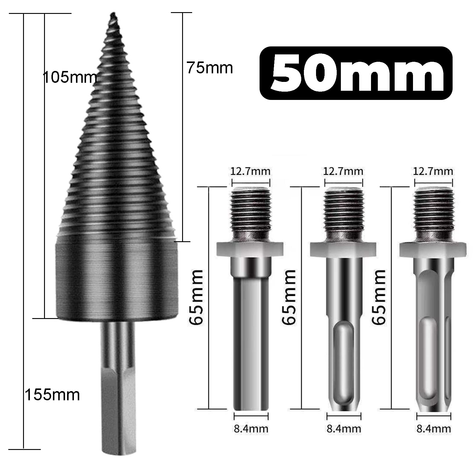 Spaccalegna, Spaccalegna Per Legno, Cono Della Vite Dello Spaccalegna, Splitter Punta Spaccalegna Per Trapano Domestico Con 3 Manici Per Trapano Per Attrezzi Da Campeggio Falegnameria,50mm