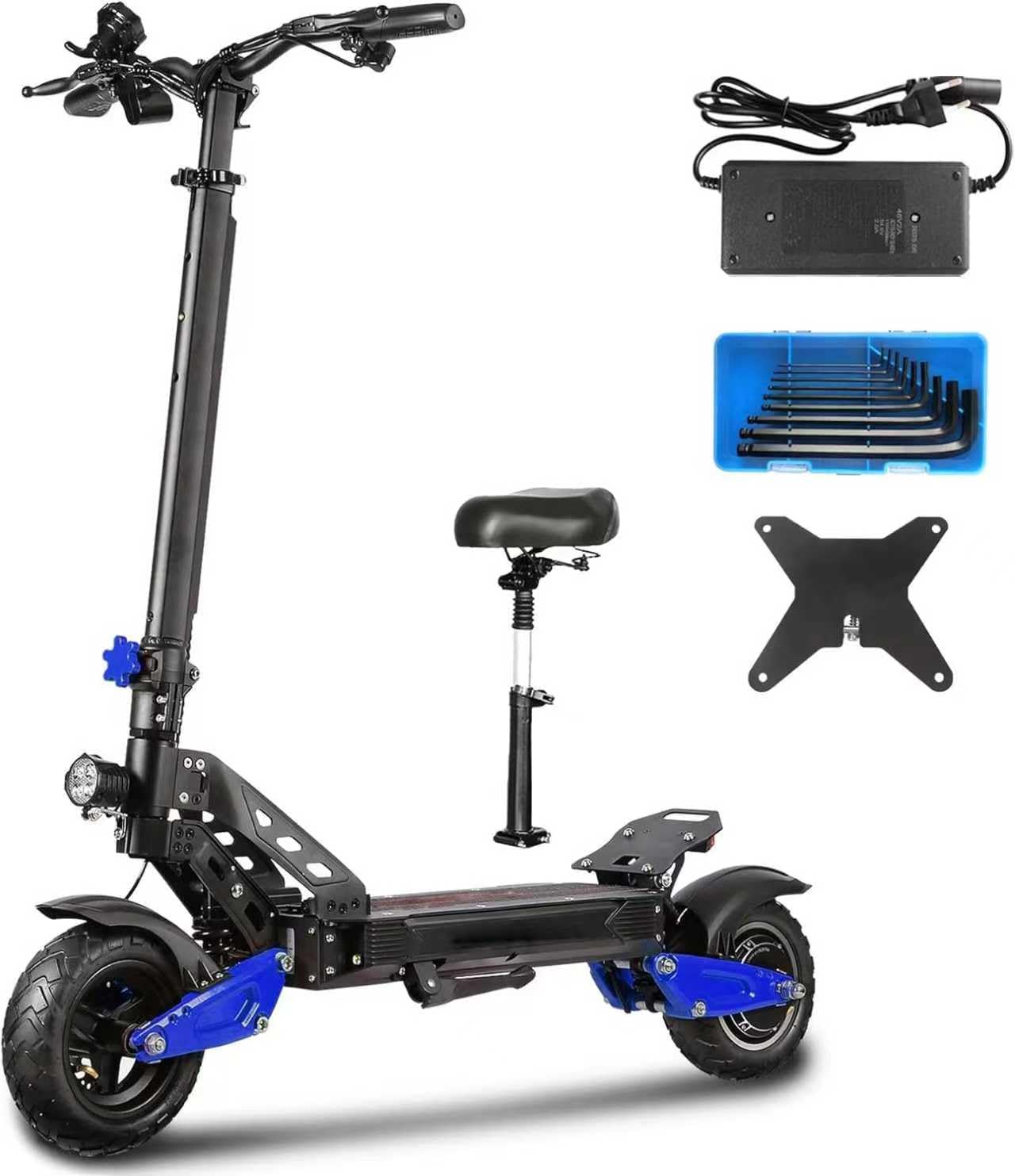 10inch Adult Electric Scooter with Seat 1500W Peak Motor with ABS Top Speed 20MPH Up to 30Miles Range