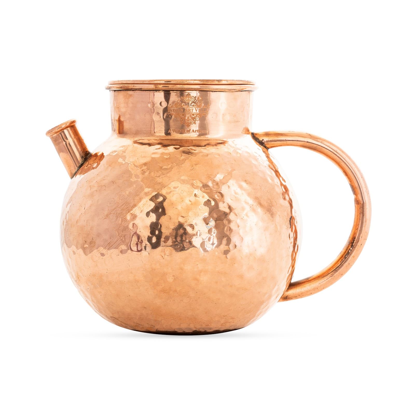 Buy INDIAN ART VILLA Copper Hammered Matka Jug with Spout
