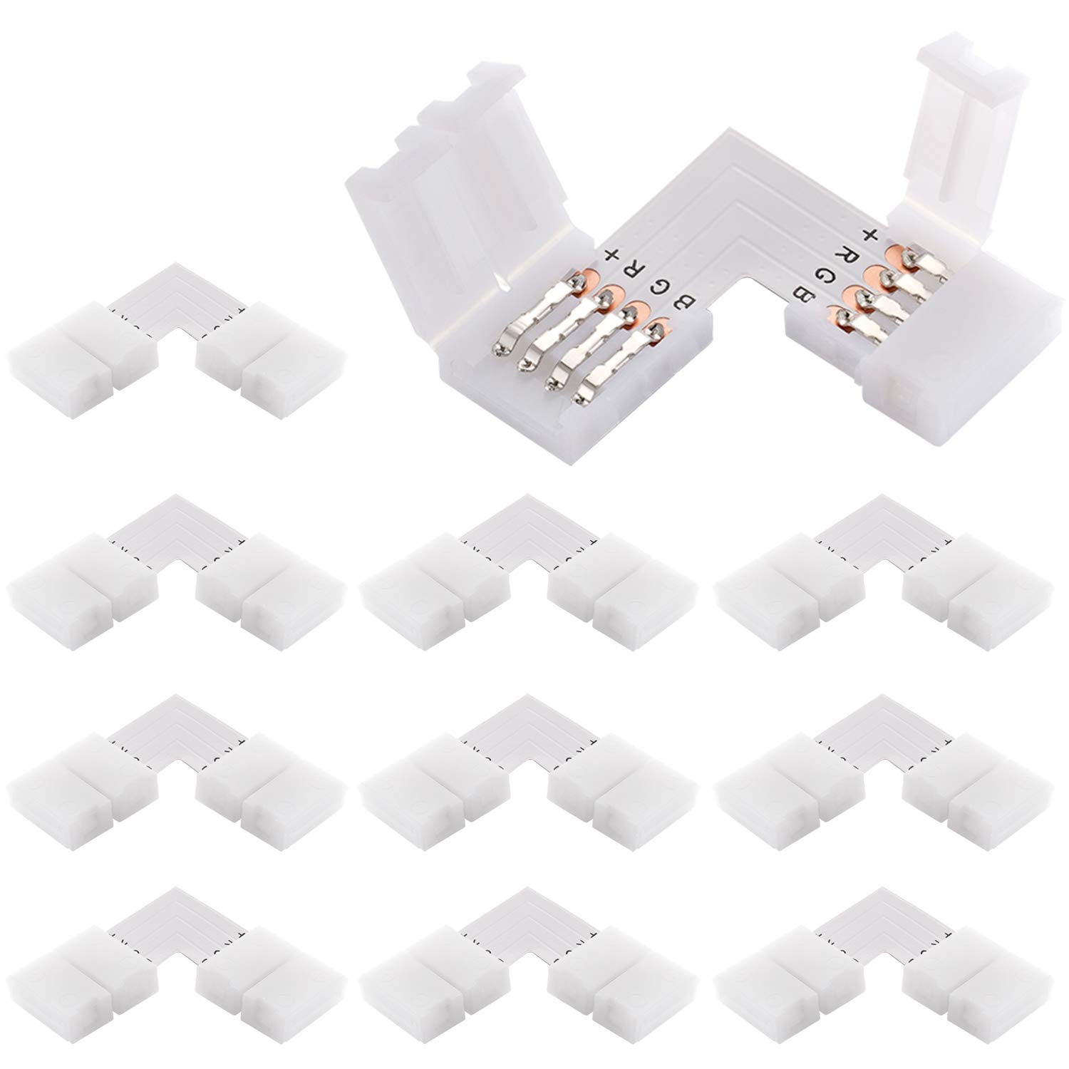 4 Pin Rgb Led Strip Connectors L Shape Gapless For Smd 5050 Multicolor Led Strip (10Pcs) Light 788499867037