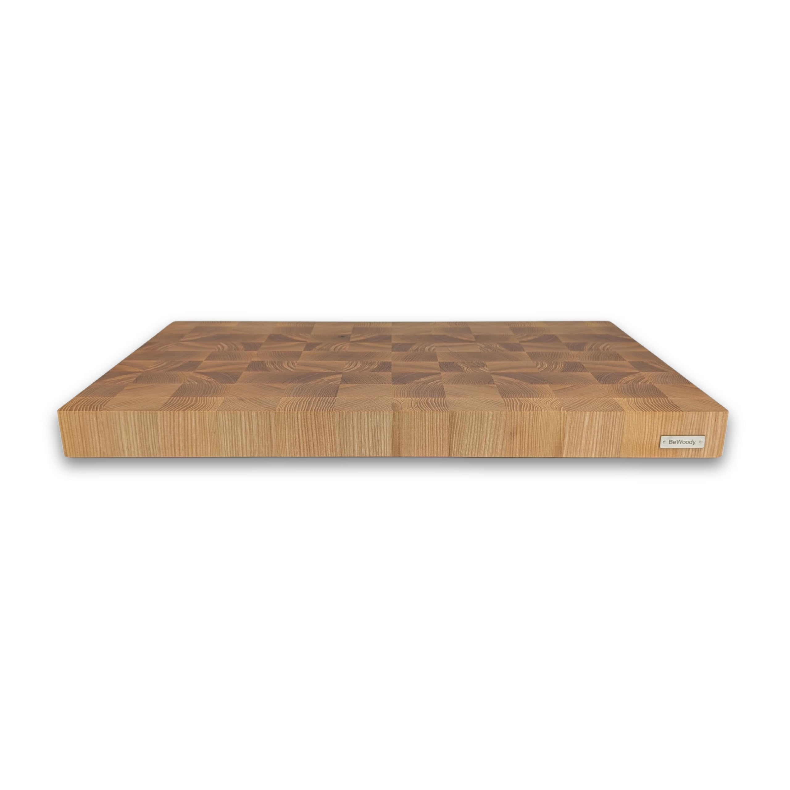 Premium Stirnholz Schneidebrett XXL aus Eschenholz – 60 x 40 x 4,5 cm Riesiger Hackblock ohne Saftrille, mit Griffmulden & Rutschfesten Silikonfüßen – Handgemacht in Manufaktur