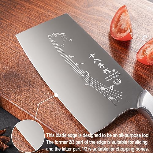 SHI BA ZI ZUO Coltello da cucina cinese da 7 pollici Coltello da verdura Coltello da chef professionale con manico in acciaio inossidabile con codolo completo - immagine 5