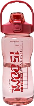 51oz Water Bottle with Handle and Straw, 1500ml BPA Free Motivational Water Jug for Outdoor Sports Camping Hiking Light Purple