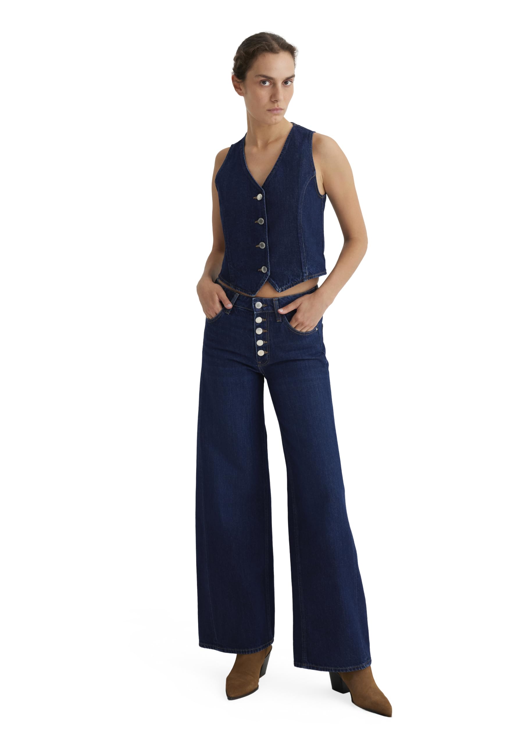 Mavi Damen Denim Pants Siena Button UP Wide Leg Jeans