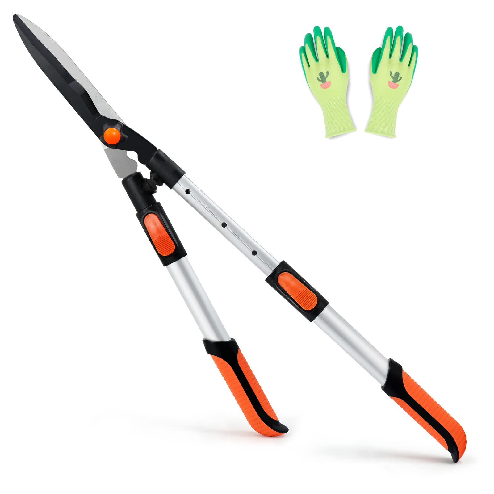Colwelt Red Telescopic Hedge Shears 62Cm To 80Cm, Extendable Garden Hedge Clippers For Trimming Borders, Boxwood, And Bushes, Lightweight Garden Shears With Aluminum Handle, Carbon Steel Sharp Blades