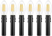 Vista 3 de Juego de 6 fundas para velas de goteo, base de candelabro, 4 pulgadas de alto, color negro