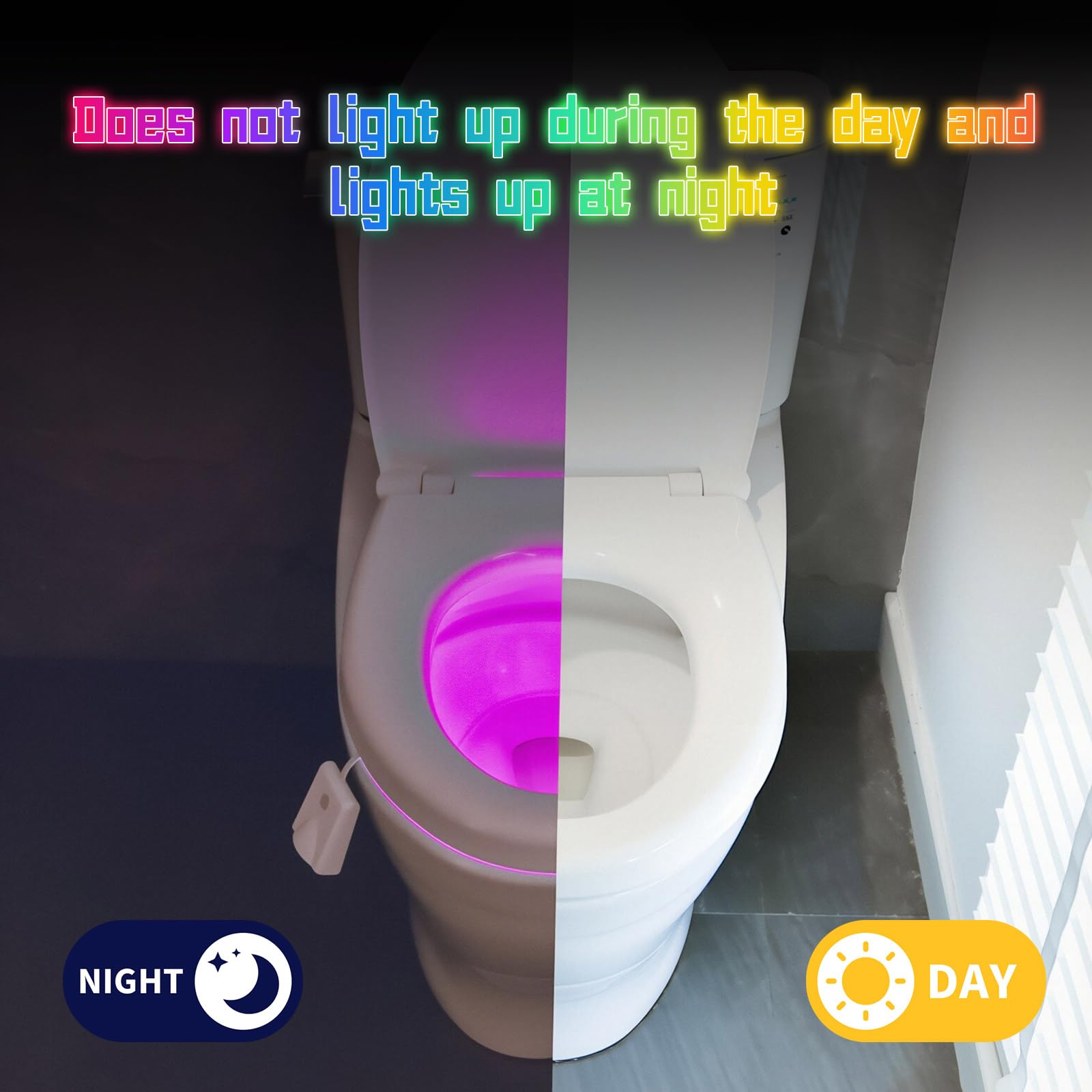 XRCHAA Motion Sensor Toilet Night Light,Toilet Seat Light,16 Coloured Waterproof Toilet Light,USB Chargeable Toilet Lights Inside Toilet,with Motion Sensor,Bathroom Decor Cool Gadgets,for All Toilets - Image 3