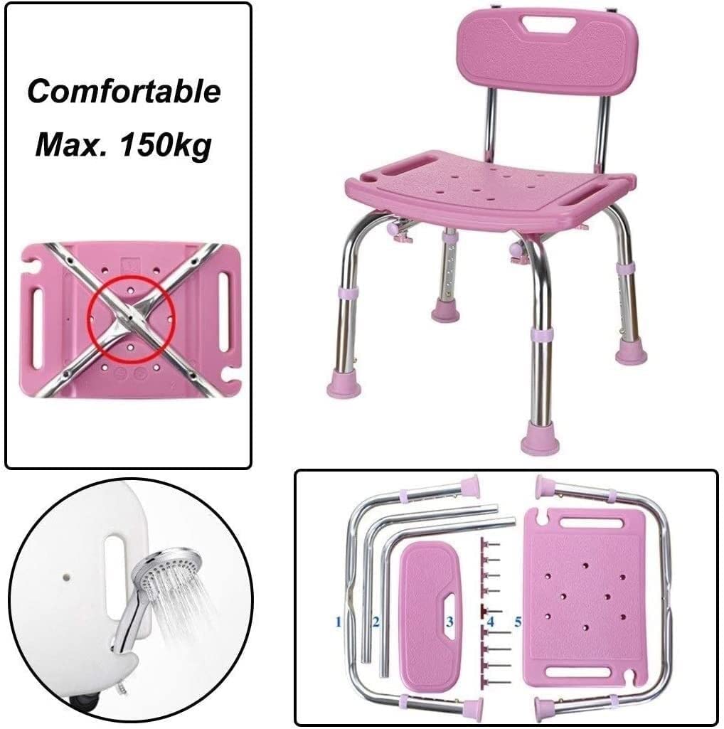 Asiento de baño de diseño Antideslizante, para Personas Mayores, sillas de Ducha para discapacitados con Respaldo, Bancos de Altura Ajustables, Asiento de bañera, Taburete de Ducha