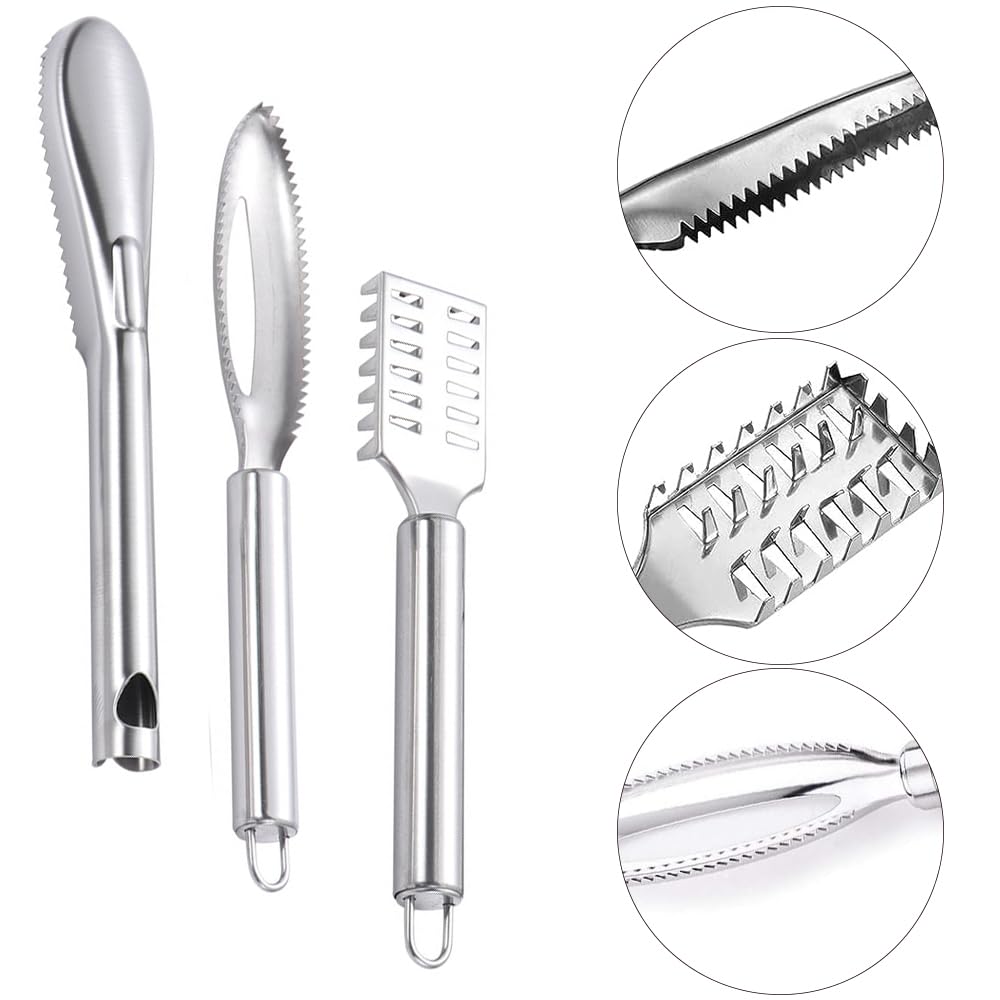 3 PCS Fish Scaler Remover,Fish Descaler Tool,304 Stainless Steel Fish Scale Scraper,Ergonomic Handle Design for Fast Scales Peeling and efficiently - Image 3