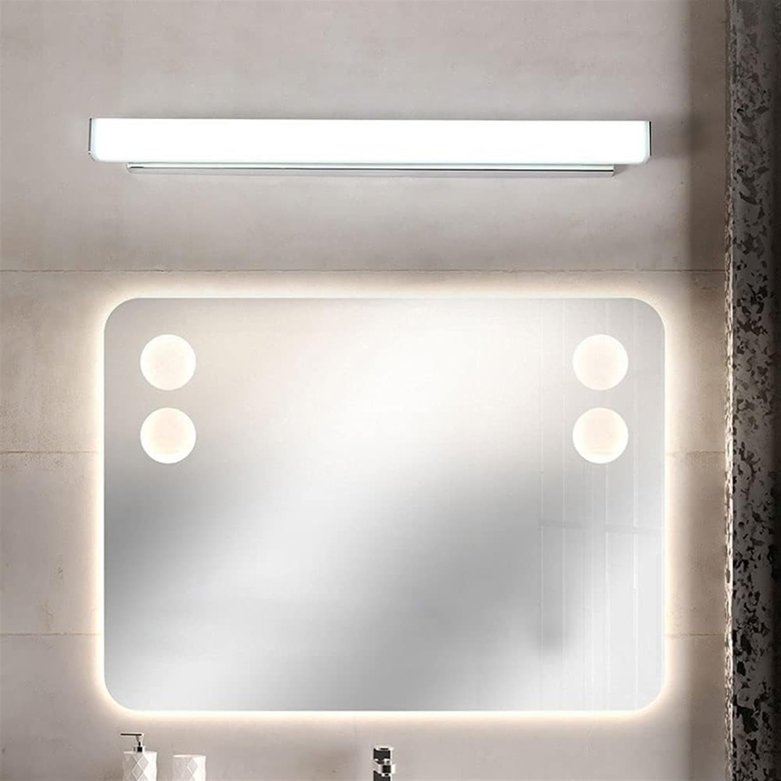 Lámparas de Pared Modernas Lámpara de Tocador Lámpara de Espejo de Baño Marco Cromado Aplique de Pared para Maquillaje Lámparas Frontales para Tocador Espejo de Armario Dormitorio