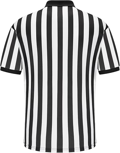 Miniatura 2 de allentian Camisa de árbitro para hombre camiseta oficial de árbitroárbitro de rayas blancas y negras uniforme de árbitro de estilo profesional con