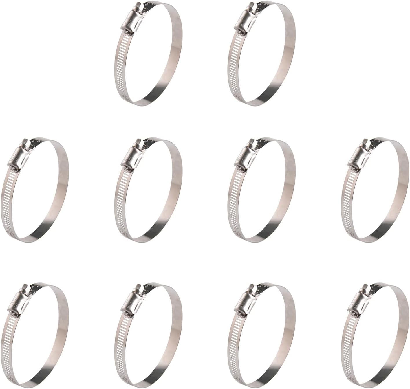 WINL 3 Inch Stainless Steel Hose Clamps- 10 Pack SAE 48 Worm Gear Drive Hose Clamps Clamping Range 2 1/2 Inch to 3 1/2 Inch (64mm-89mm) for Automotive Plumbing, 2 3/4'', 3 1/4''