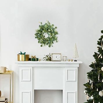 2 x Eucalyptus Artificial Wreath Green Wreath 30 cm Artificial Plant Decorative Wreaths Spring Summer Wreath Artificial Hanging Door Wreath Wall Wreath Decoration for Front Door Wall Window Decoration