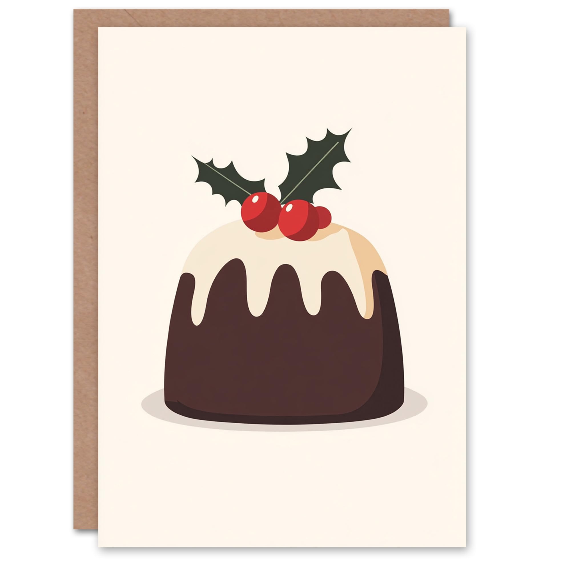 Artery8 - Greeting Card - Christmas Pudding Design - Brown