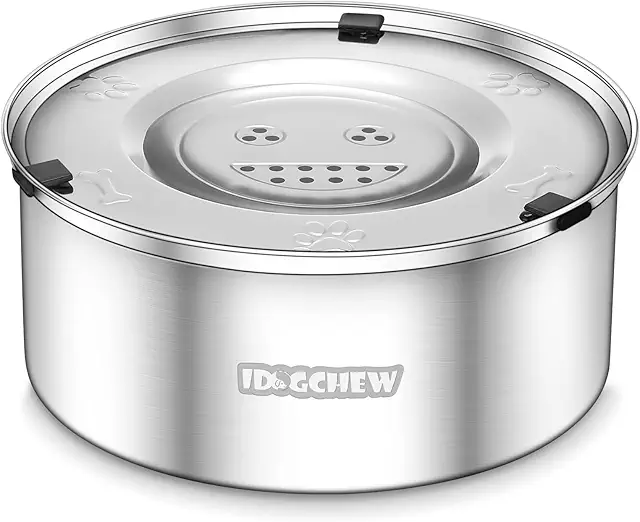 Gamelle Anti Éclaboussure Chien 3L en Acier Inoxydable, Bol Anti-Goutte