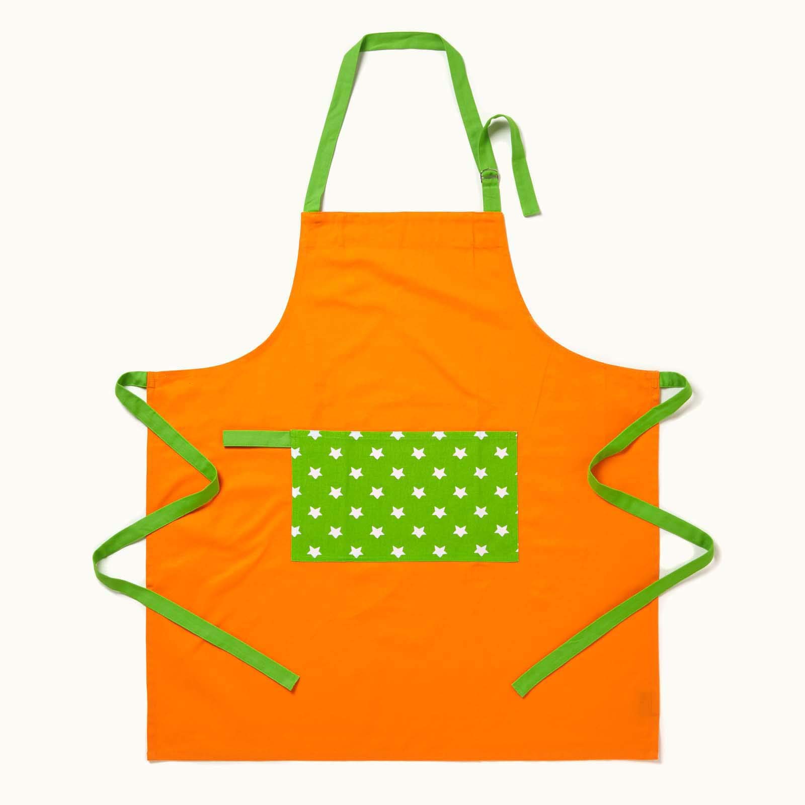 Homescapes Unisex Orange & Green Stars Cotton Apron