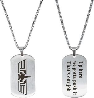 bcehyaa Dog Tags Military Men Army Pendant Necklace for Halloween Cosplay Costume, Stainless Steel, dog tags military
