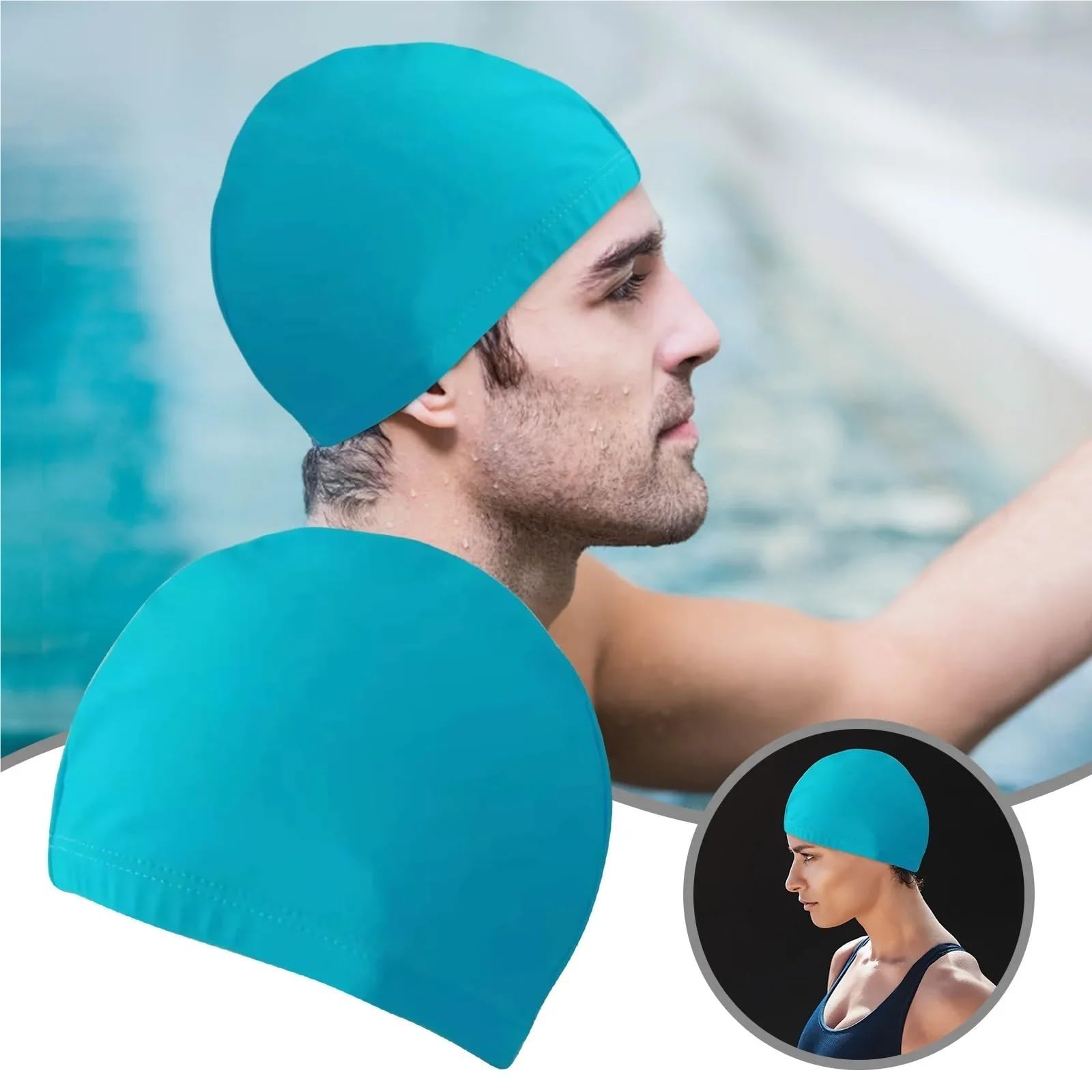 Gorro de natación Nailon elástico, Protectores oídos Pelo Largo, Gorro Piscina Delgado, Accesorios, 2 uds para Uso En Piscinas