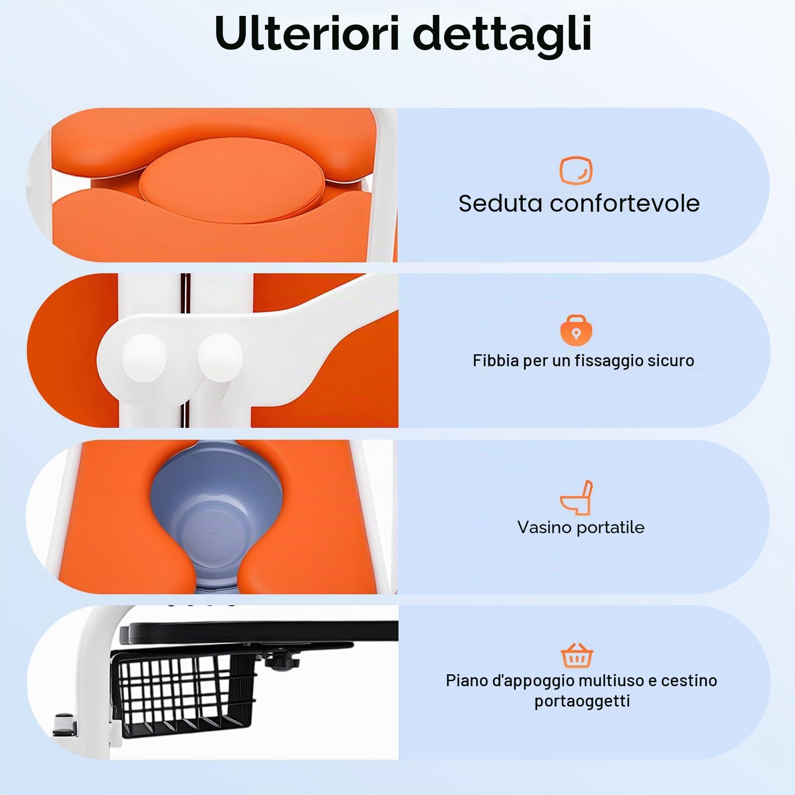 Sollevatore idraulico paziente, sedia a trasferimento paziente, sedia WC per anziani, seduta a 180°, altezza regolabile 150 kg, portata in casa di cura