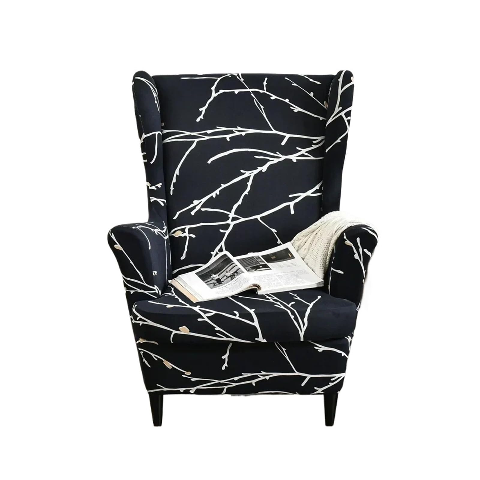 GCYEIDMA Wing Chair Slipcover Flower Wing Chair Cover Stretch Armchair Covers Removable Relax Sofa Slipcovers(Style-34)