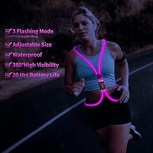 esonstyle LED Reflective Vest Rechargeable Running Light for Runners High Visibility Safety Vest for Running,Cycling or Walking
