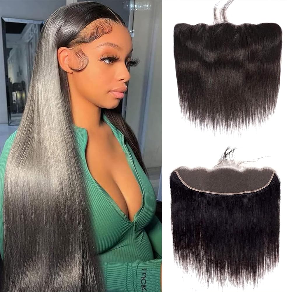 XSY13x4 Lace Frontal Closure Straight Frontal Human Hair Ear to Ear Hd Lace Frontal Closure With Baby Hair Free Part 100% Brazilian Virgin Human Hair Frontal 150% Density Natural Color 14inch