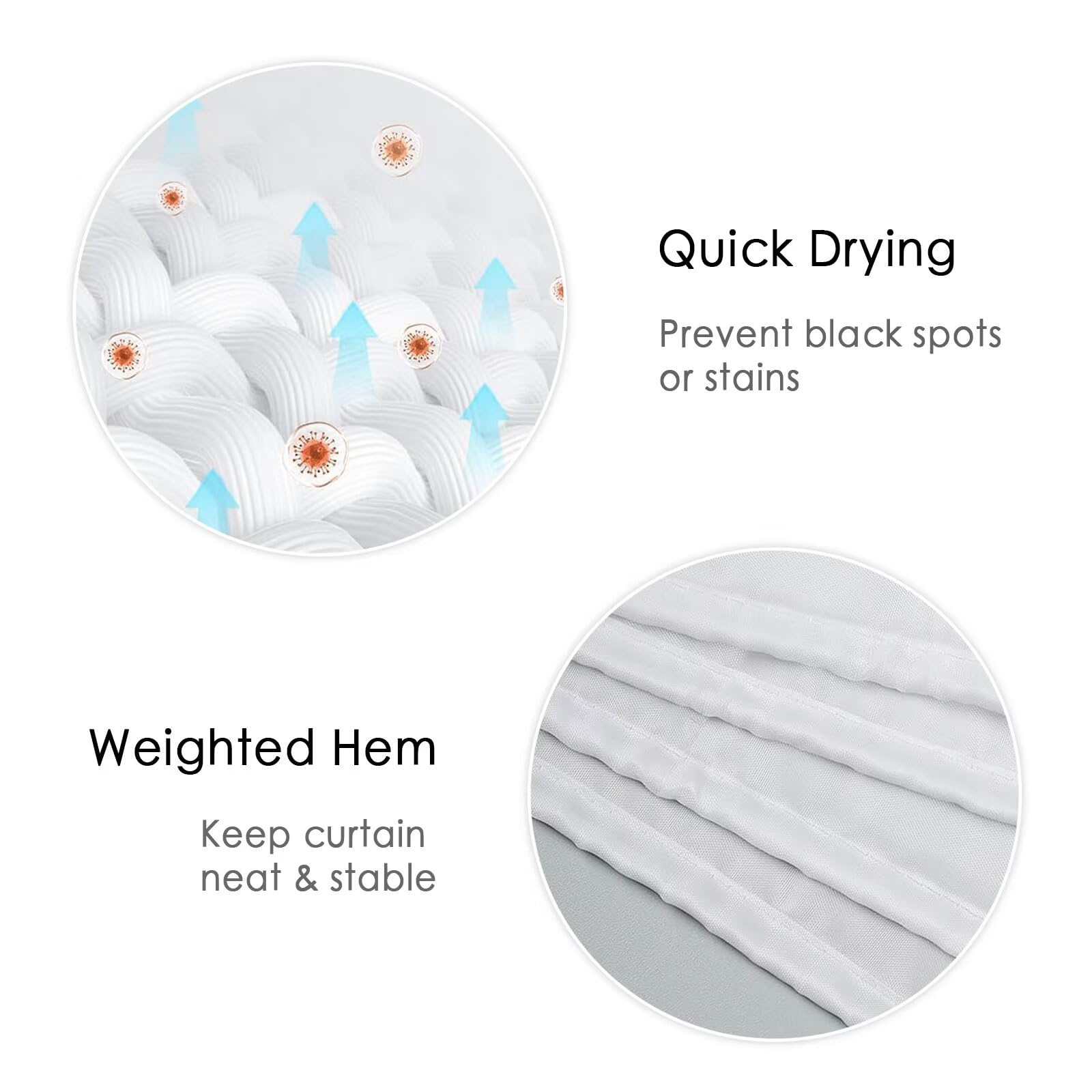 Gris Rideau Douche 180x210cm Rideau de Douche Texture Shower Curtain – Impression Polyester Tissu – avec 12 Crochets – Tissu Lavable en Machine – Imperméable – pour Salle de Bain – Hôtel D#372