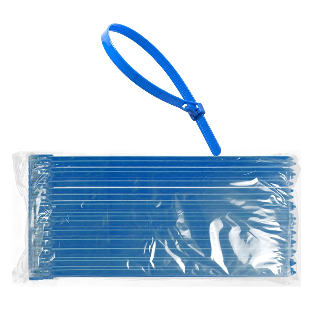 Dc Voltage 7.2Mm X 450Mm 100 Pack Of Reusable Cable Ties, Heavy Duty With 40Lbs Tensile Strength Blue Releasable Adjustable Cable Ties, 18" Premium Tie Wraps, Strong Nylon Zip Ties
