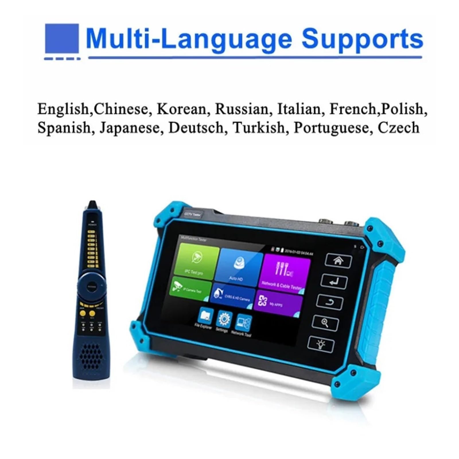 Tester CCTV, IPC-5200C Tester CCTV Plus 5,4-calowy | Z ekran dotykowy IPS 8MP IP CVI TVI AHD analogowy 5 w 1 VGA i wejście 4K HD Tester kamery IP do testowania kamer CCTV i IP.
