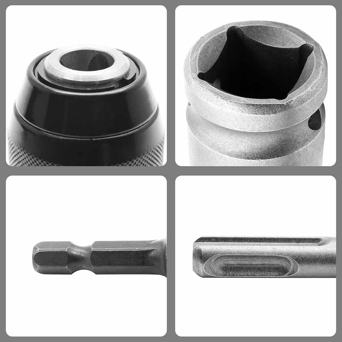 UPTODATETOOLS 13mm Keyless Metal Drill Chuck, with SDS-Plus Shank 1/4 Inch Hex Shank 1/2 Inch Impact Wrench Adapter - Image 3 thumbnail