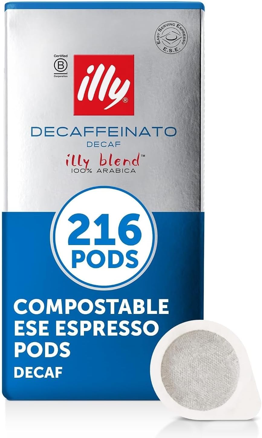 illy Decaf Coffee ESE Capsules, Classico Medium Roast, 18 Count, 12 Pack