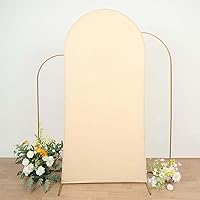 Vista 9 de Efavormart - Marco de fondo redondo de elastano de 6 pies, color rosa polvoriento, cubierta de arco de boda de 2 lados