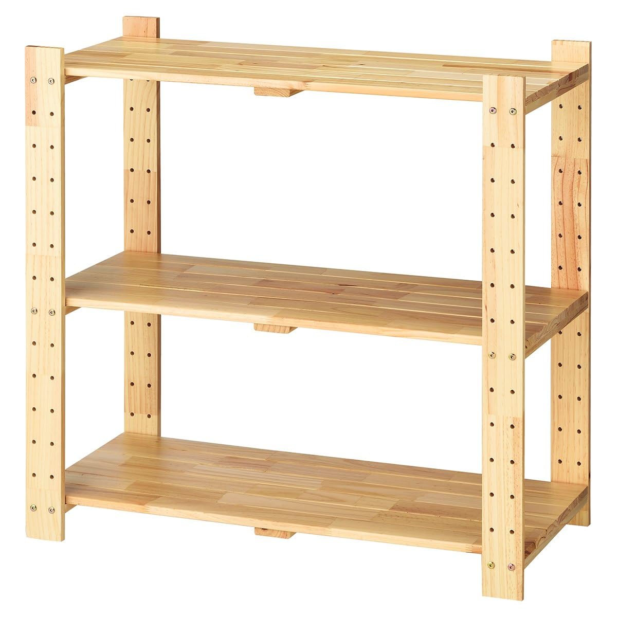 Amazon | ウッドシェルフ 幅90×奥行43.5×高さ90cm棚3段 1台 【 木製