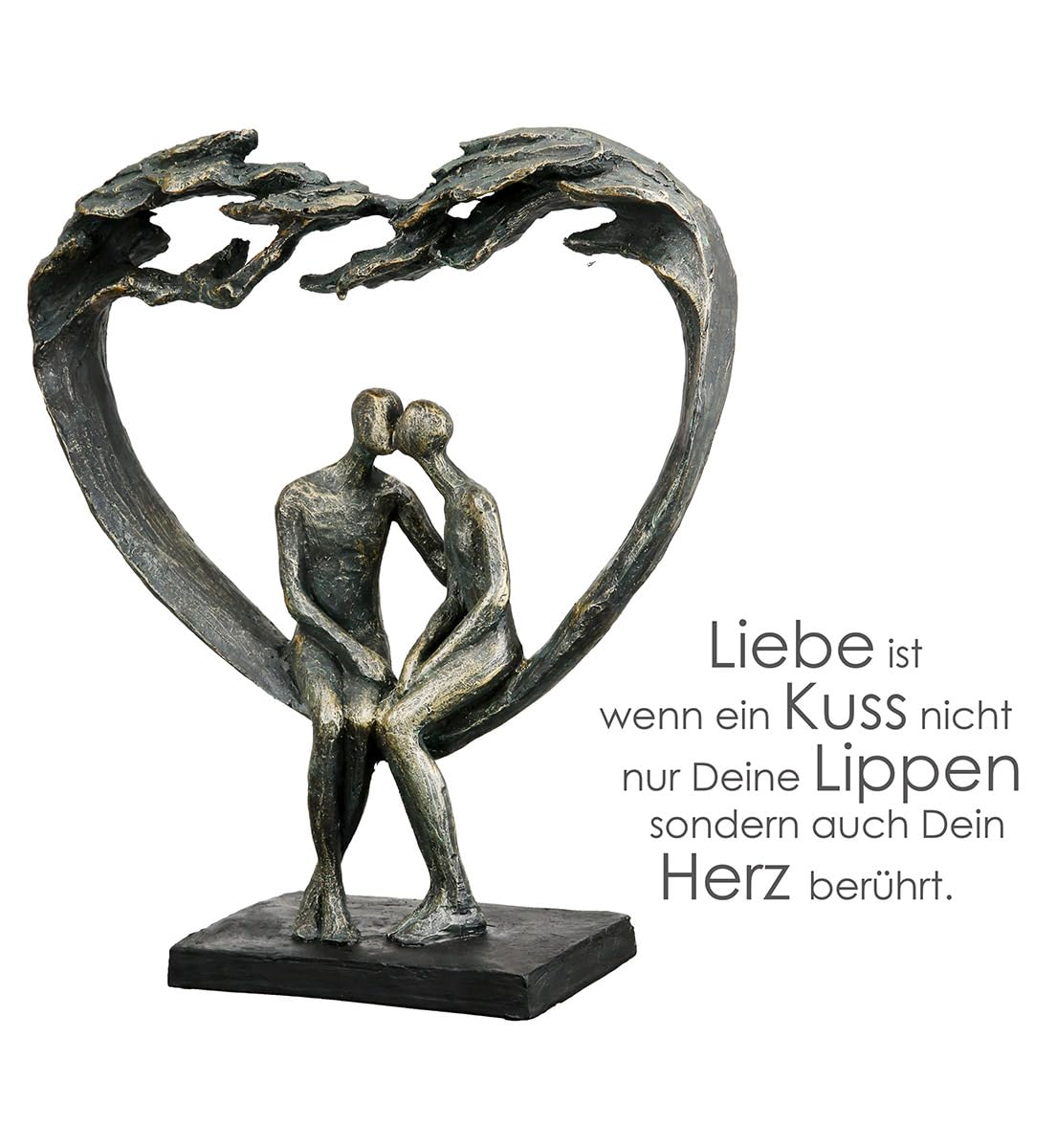 Casablanca Skulptur Kiss Under Tree, Deko Figur Bronze, Kunstharz Statue Wohnzimmer, Büro Dekoration H. 30 cm x B. 26,5 cm - Moderne Paarfigur Couple, Liebe Hochzeit