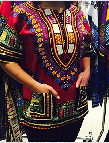 Unisex African Bright Dashiki Cotton Shirt Variety Colors - Burgandy Dashiki
