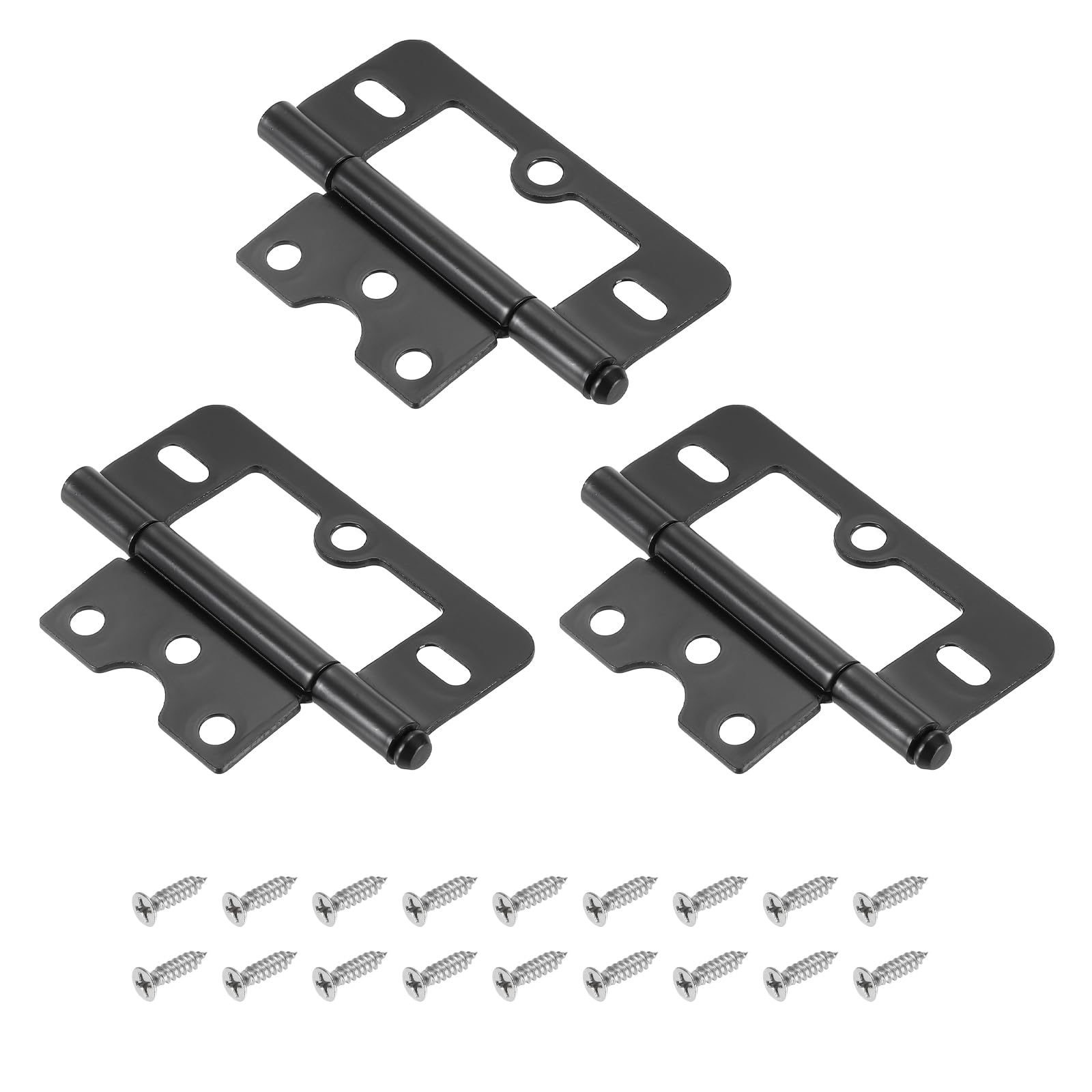 sourcing map 3Pcs 76 x 35mm Non Mortise Butterfly Hinge, Black