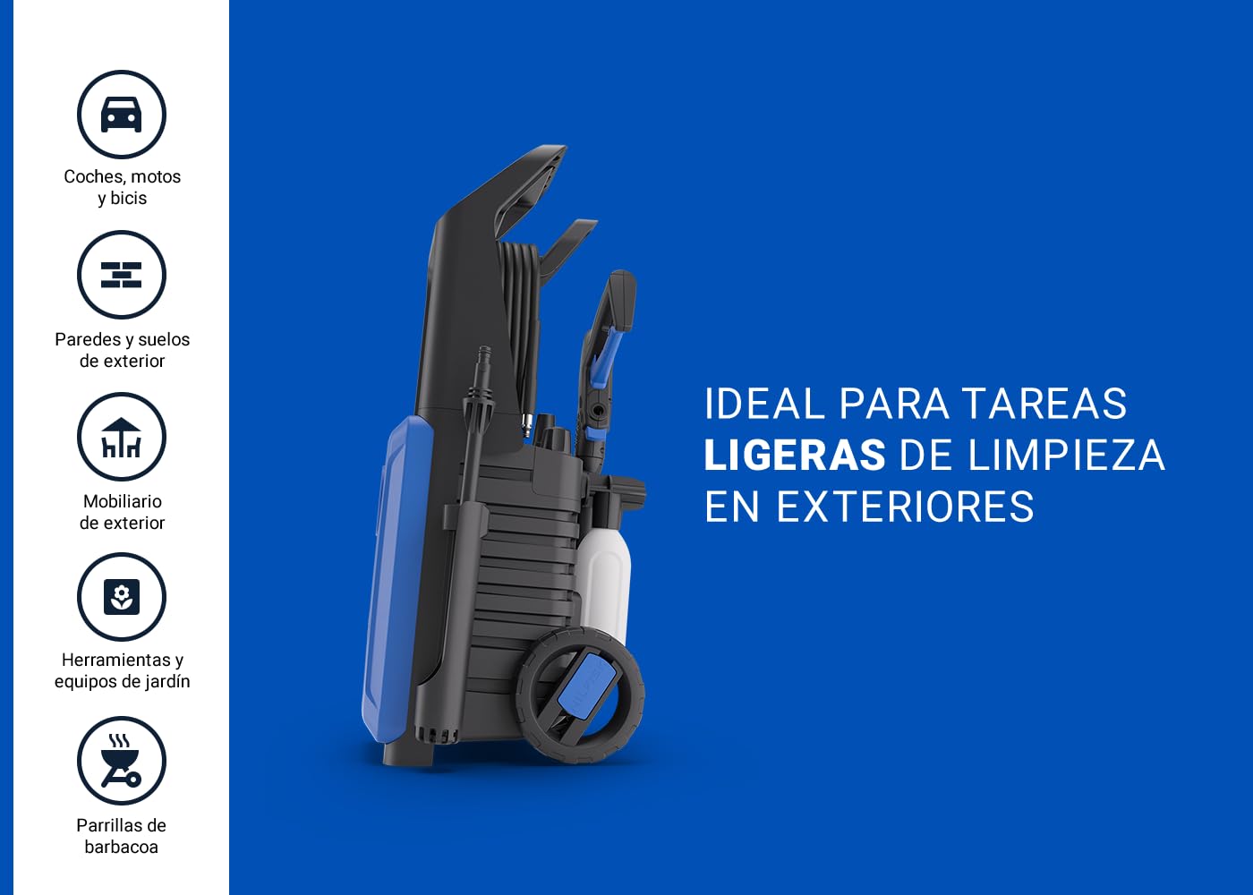 Nilfisk Classic 120 Bares - Hidrolimpiadora de Alta Presión Fácil de Usar - Limpiadora de Patios, Coches y Exteriores (1600 W)