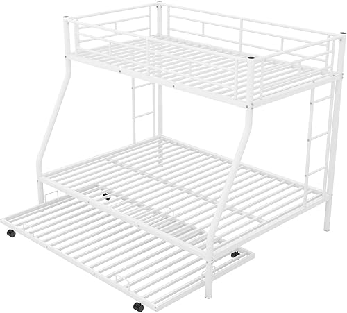 Miniatura 5 de Litera de metal individual sobre matrimonial con cama nido de tamaño individual litera con marco de acero resistente 2 escaleras laterales no