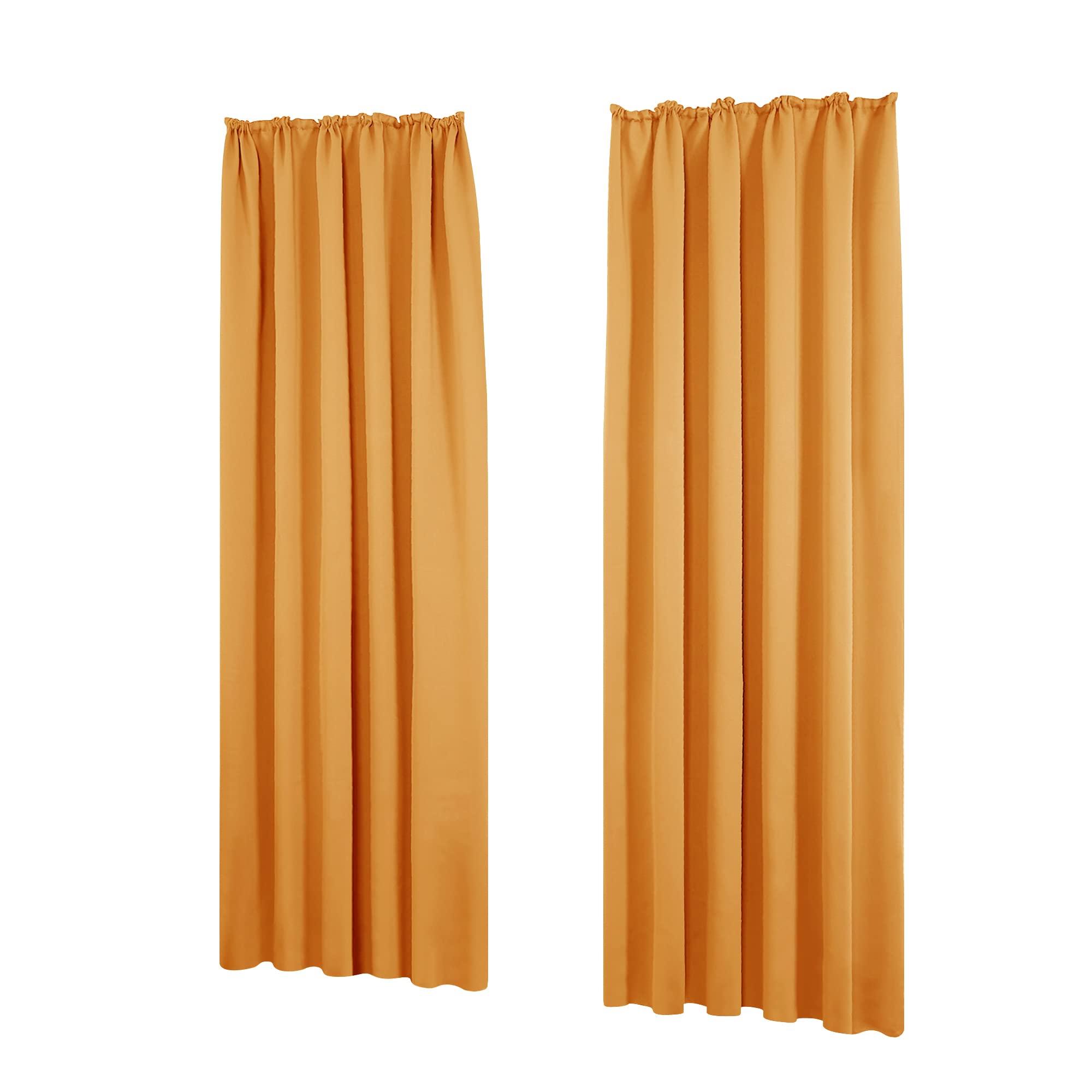 Deconovo Noise Reduction Blackout Curtains Pencil Pleat Curtains Thermal Insulated Panels for Bedroom W55 x L96 Inch Orange One Pair — image 1