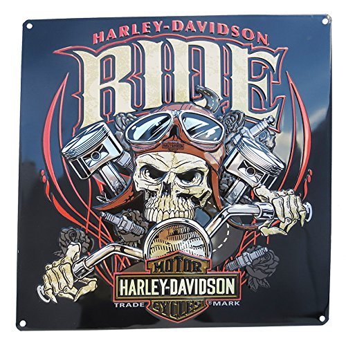 Harley-Davidson Tin Sign, Ride Bone Bar & Shield Sign, Black 2010961