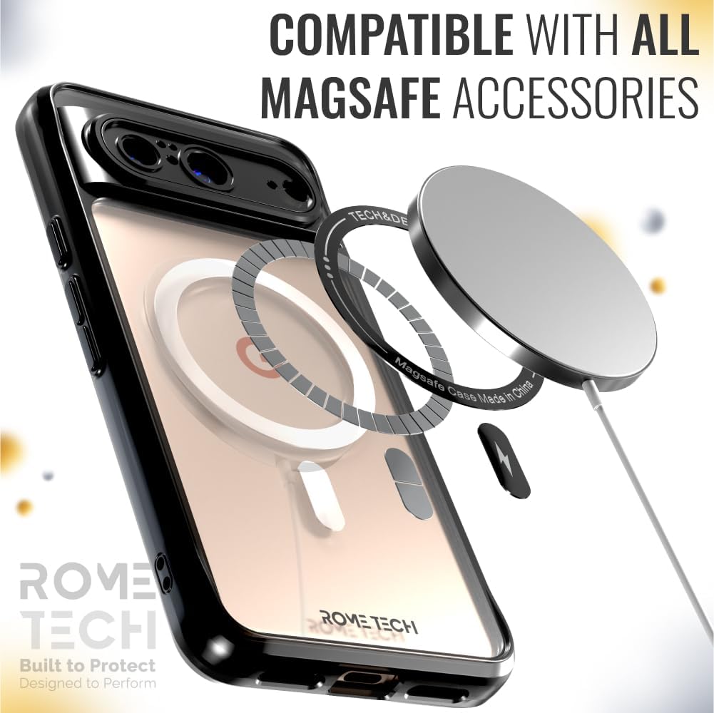 Rome Tech Clear Case Compatible with MagSafe for Google Pixel 8 (2023) - Slim and Rugged Fit Thin Shockproof Case Compatible with Magsafe Devices - Clarity