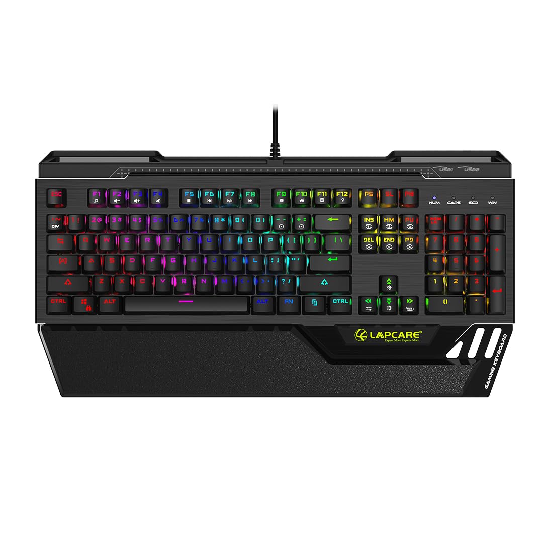 LAPCARE Champ (LGK-108) Full Anti ghosting Mechanical RGB Gaming Keyboard, Blue Tactile Switches, Spillproof, 2 USB Passthrough, RGB LED Backlit, 50m Keystokes Lifespam (B0BDLGYHWF) Amazon Price History, Amazon Price Tracker