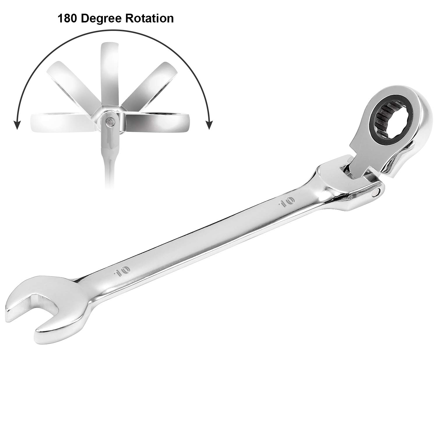 2-Pack 10mm Ratchet Wrench – 72-Tooth, 5° Swing, Industrial Grade Metric Gear Spanner For Tight Spaces