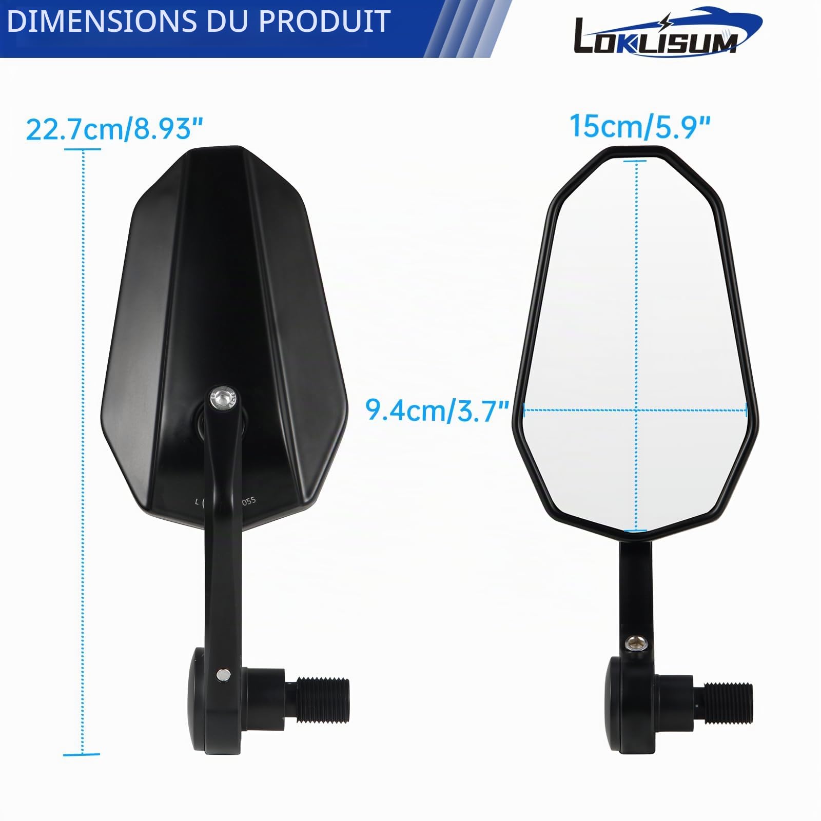 Retroviseur Moto Embout de Guidon, 7/8" Aluminium Rétroviseu Moto Latéraux Miroirs Arrière Compatible avec Yamaha MT03 MT07 MT09 MT10 MT15 MT125 XSR700 XSR900 FZ1 FZ6 FZ6R XJ6 (Losange)