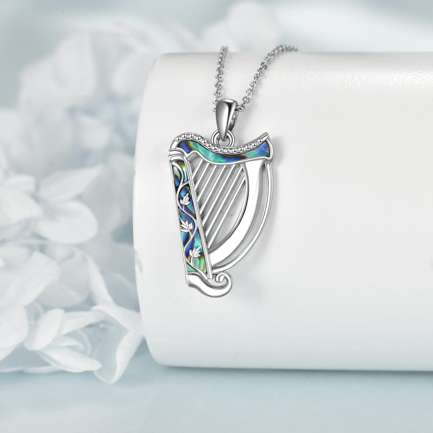 URONE Violin/Guitar/Harp/Saxophone/Clarinet/Trumpet Necklace 925 Sterling Silver Music Instrument Pendant Music Jewelry Gifts for Women