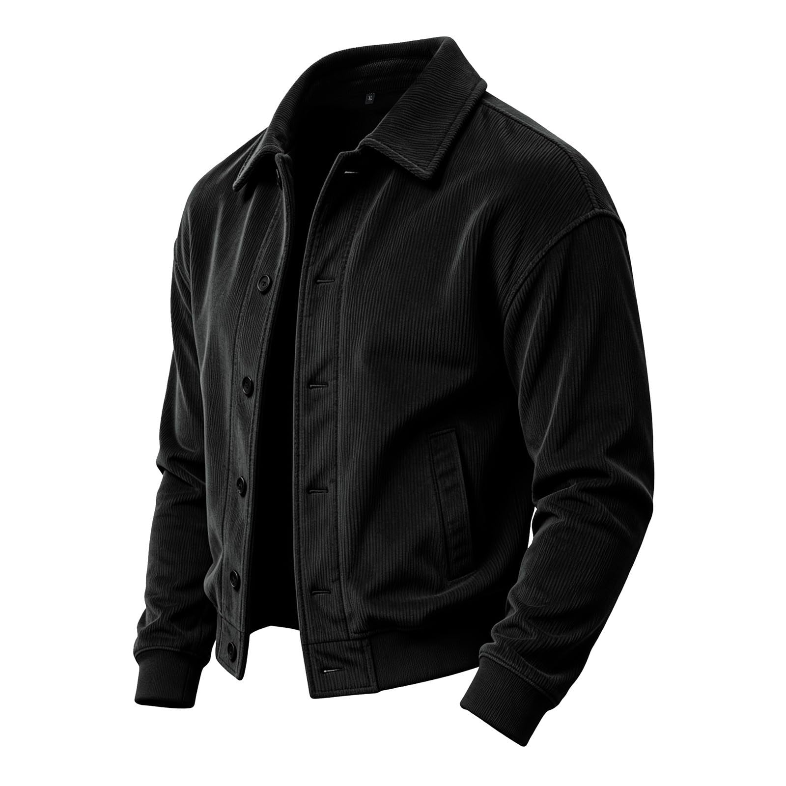Cordjacke Herren Reverskragen Kurze Jacken Herbstjacke mit Knopfleiste Herrenjacke Modische Cargo Jacket Übergangsjacken Einfarbig Corduroy Freizeitjacke Sweatjacke ohne Kapuze Schlicht Arbeitsjacke